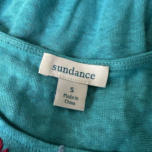 Sundance Shift Dress Size Small Blue 100% Linen Floral Embroidery Sleeveless - Picture 2 of 7